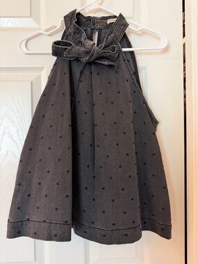 Ulla Johnson Charcoal Polka Dot halter top with bow